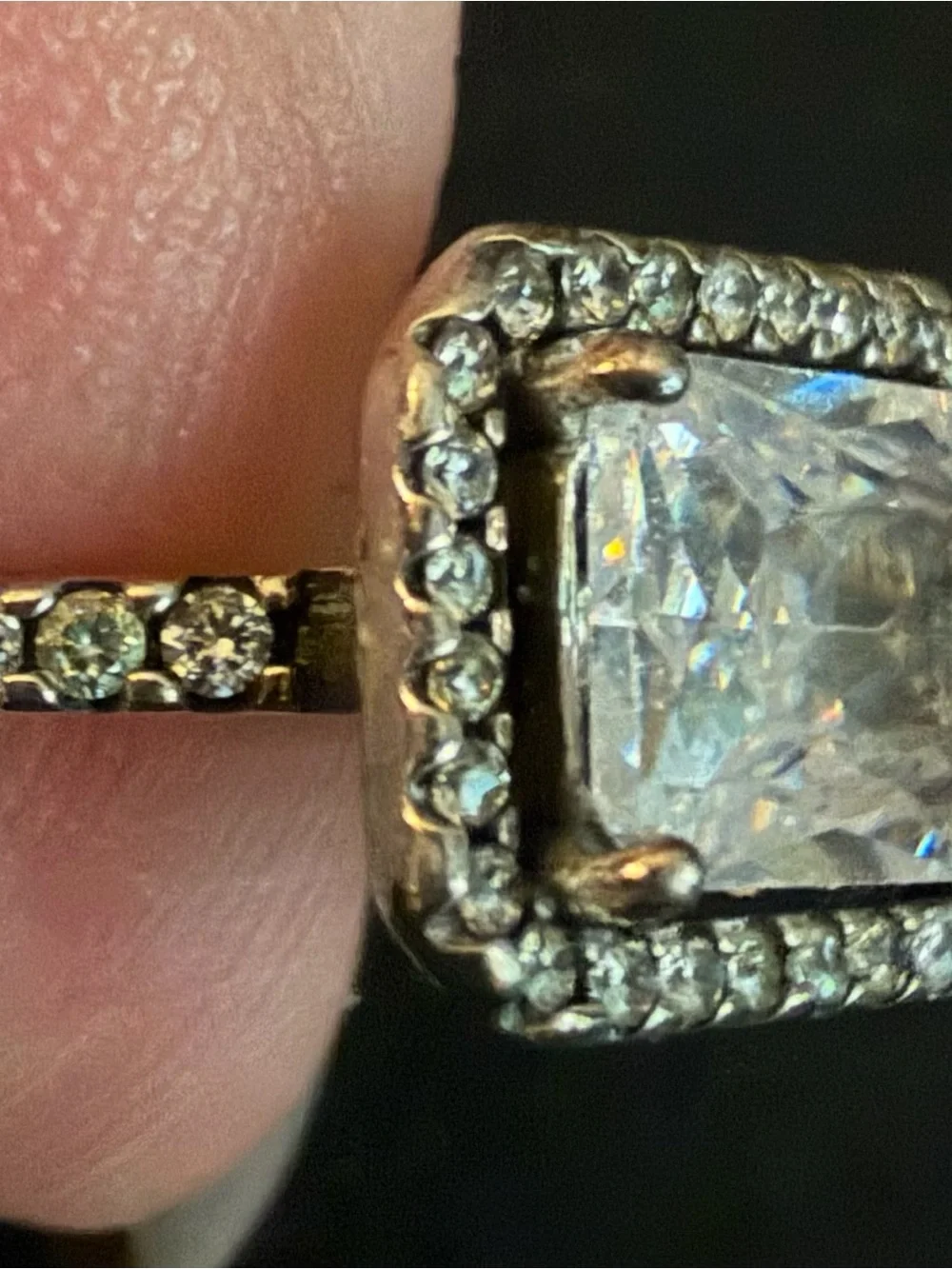 Pandora Size 7 Rectangular CZ Ring in a Halo Setting